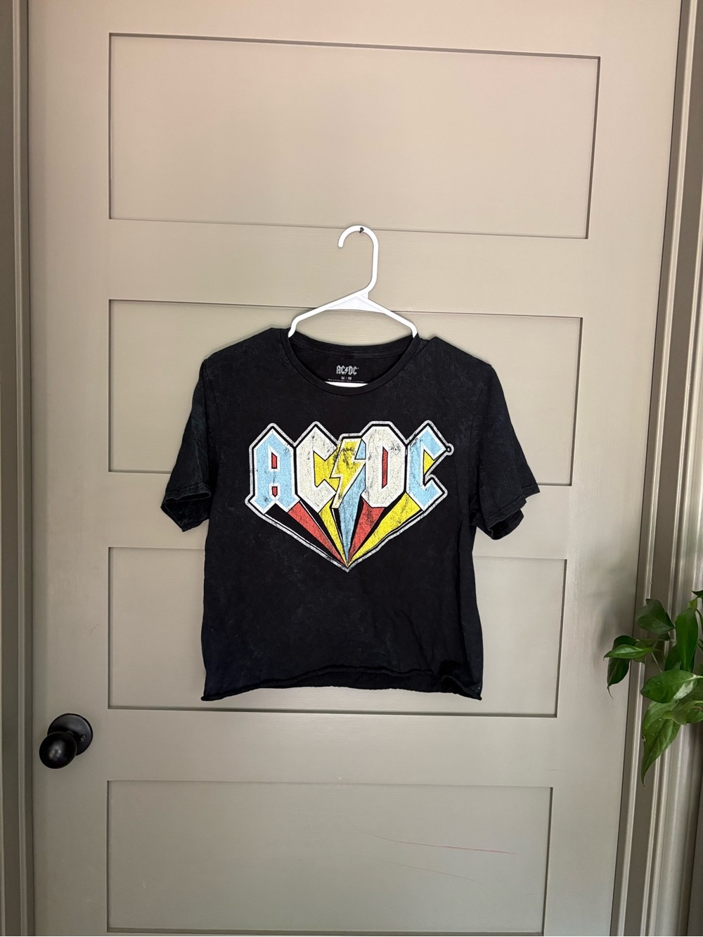AC/DC Black Tee with Multicolor Lightning Shield